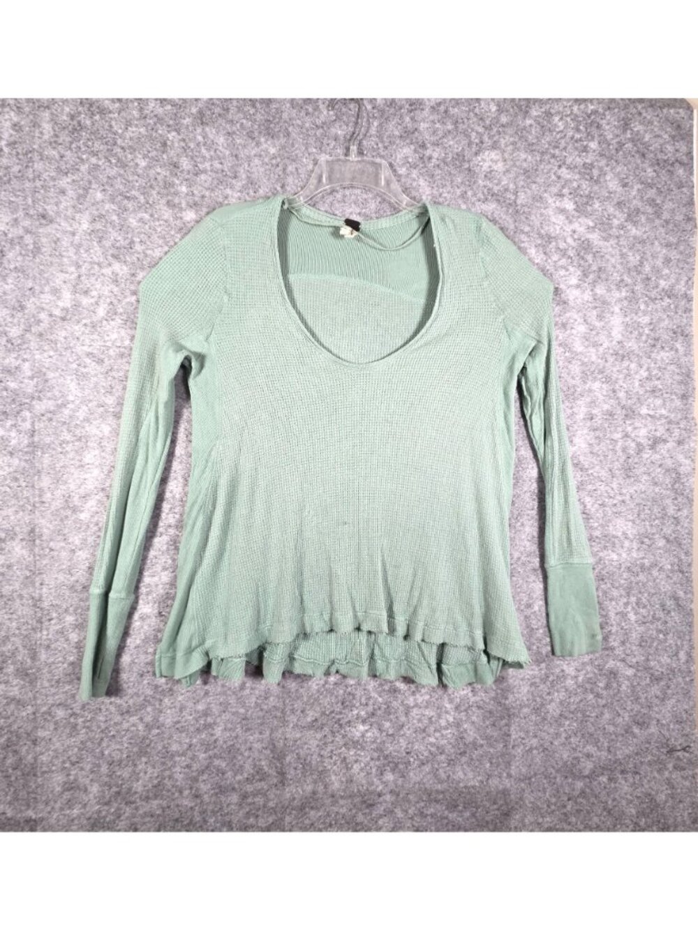 Free People We The Free Malibu Thermal Top Sage Green Size XS Waffle Knit - Picture 2 of 9